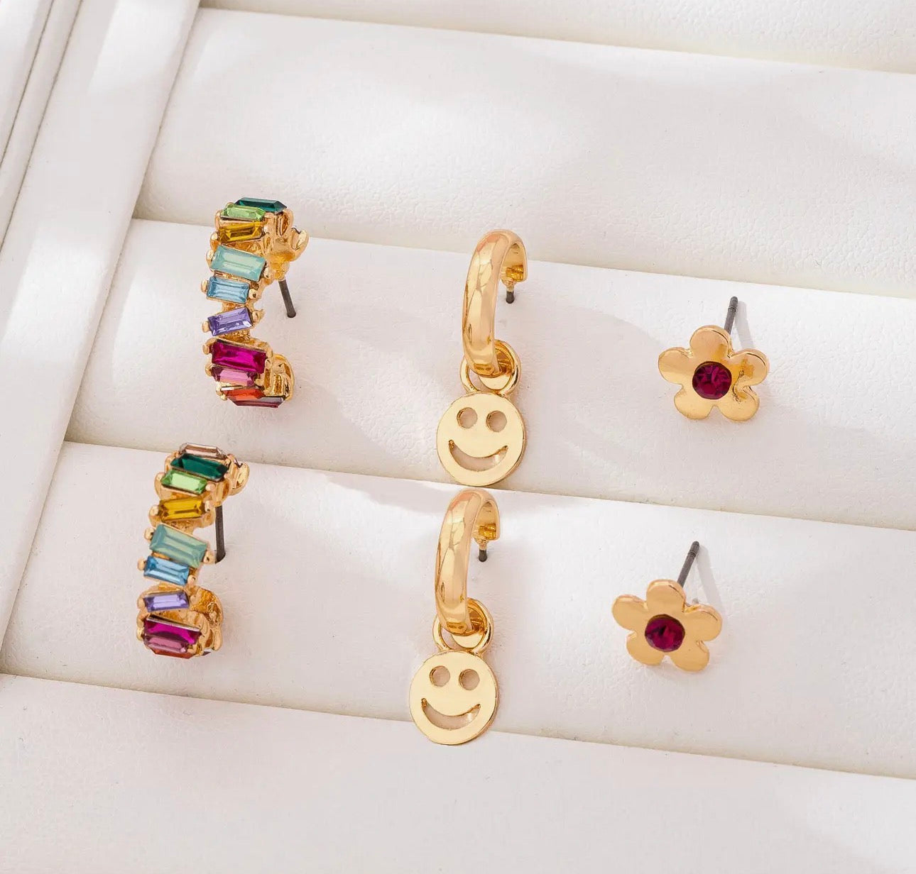 Rainbow Crystal, Smiley, Floral Trio Set