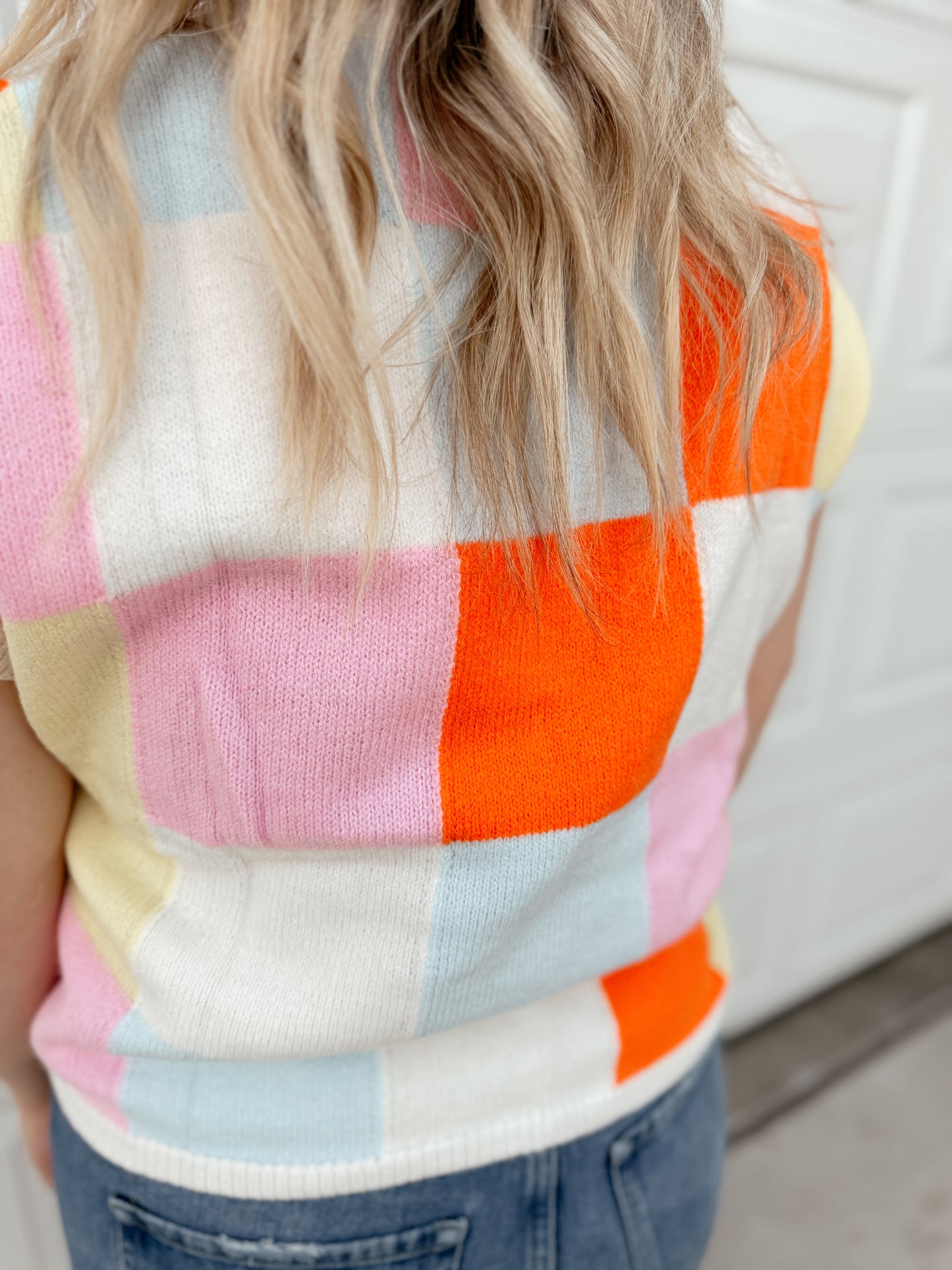 Multi Checker Sweater Top