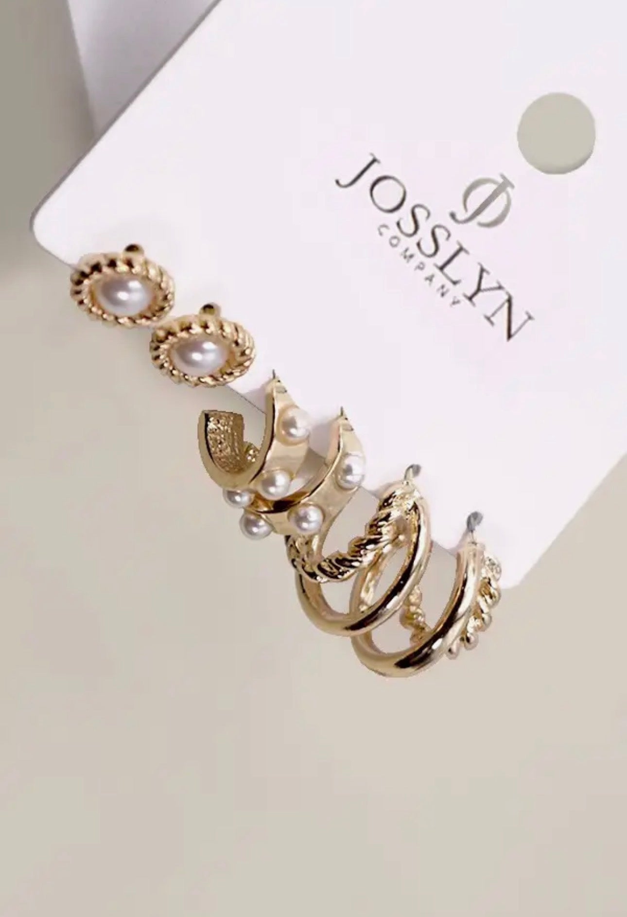Gold Pearl Hoop Trio