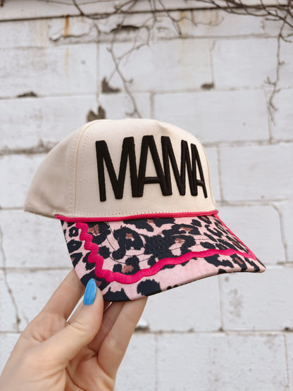 Leopard Lace Trim Mama Hat