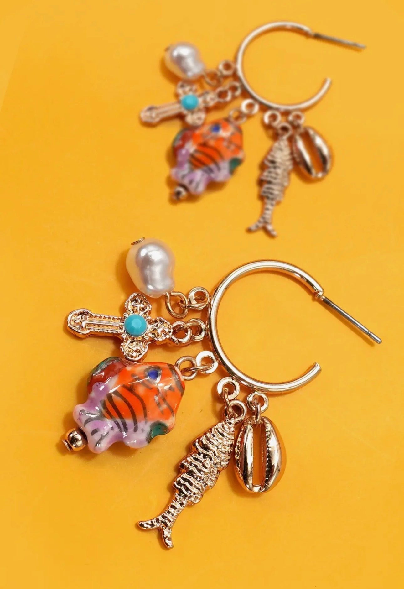 Ocean Charm Hoop Earrings