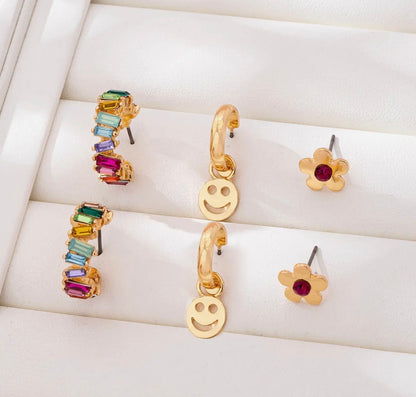 Rainbow Crystal, Smiley, Floral Trio Set
