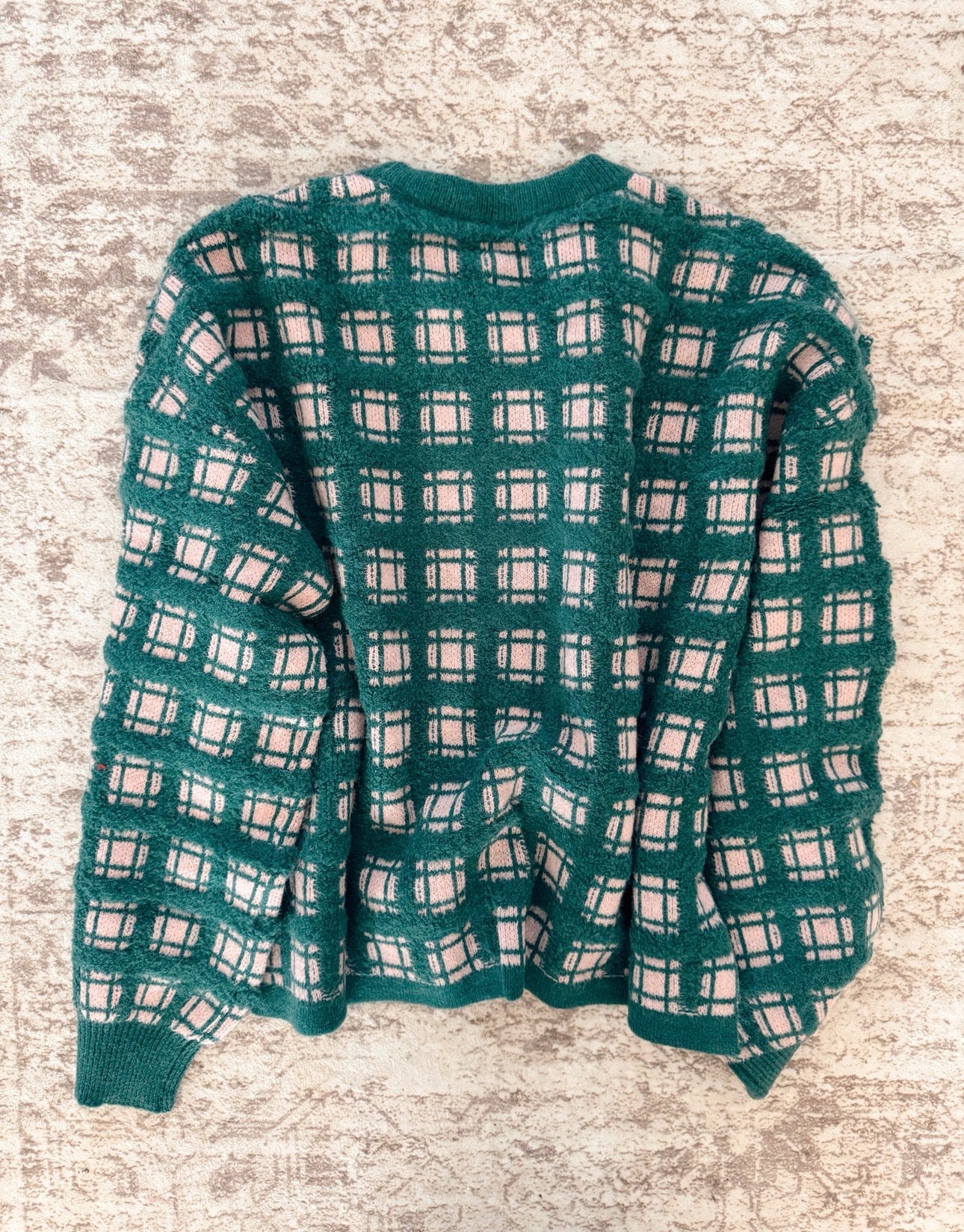 Soft Yarn Checker Knit Sweater