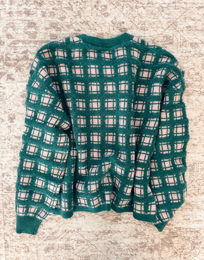 Soft Yarn Checker Knit Sweater