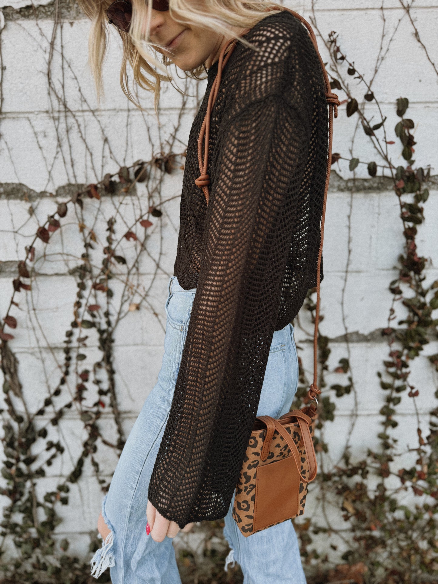Open Knit Cropped Top