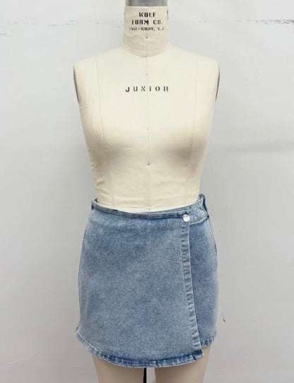 Acid Wash Denim Skort