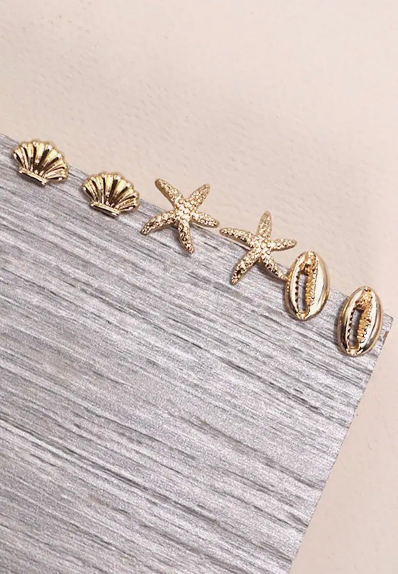 Trio Stud Seashell Earrings
