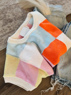 Multi Checker Sweater Top
