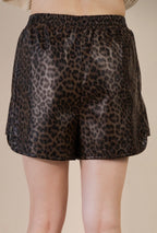 Pleather Leopard Shorts