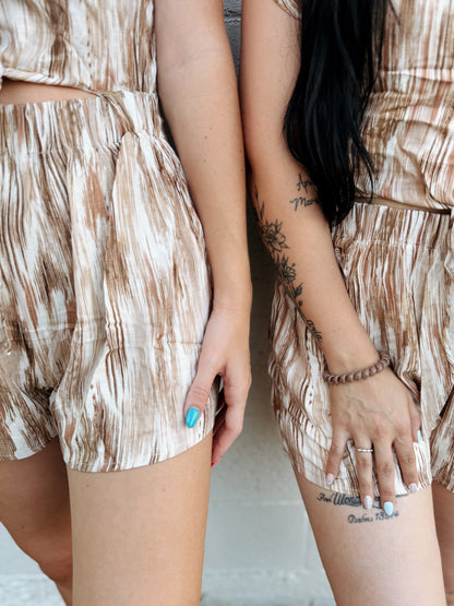 Abstract Peek A Boo Tie Romper
