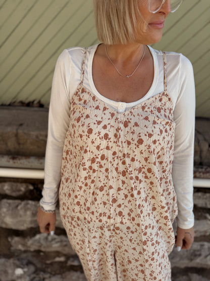 Pleated Floral Jumpsuit