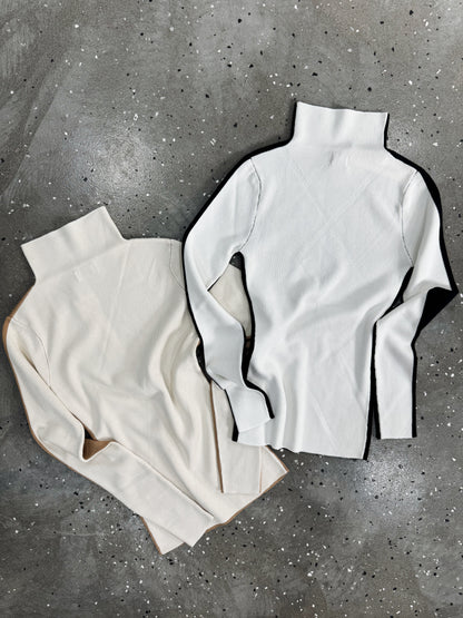 Two Tone Mock Sweater ☆ Black