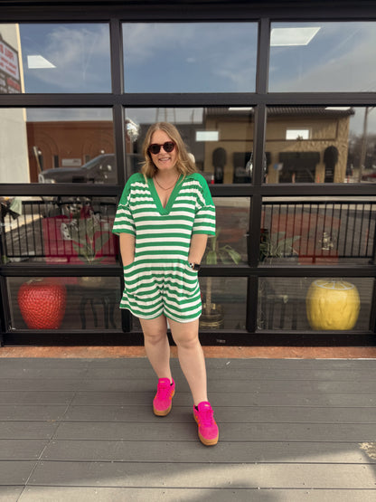 Stripe French Terry Romper