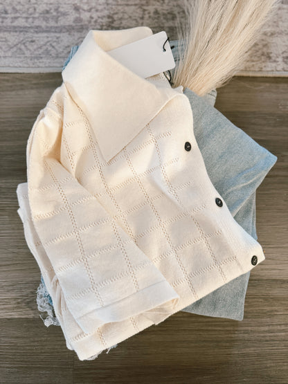 Checkered Hollow Out Polo Top