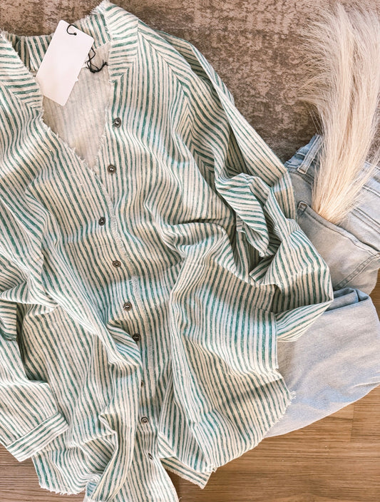 Coastal Striped Linen Top