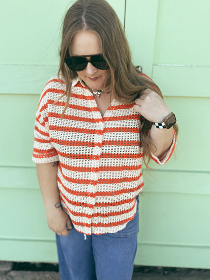 Crotchet Knit Stripe Top