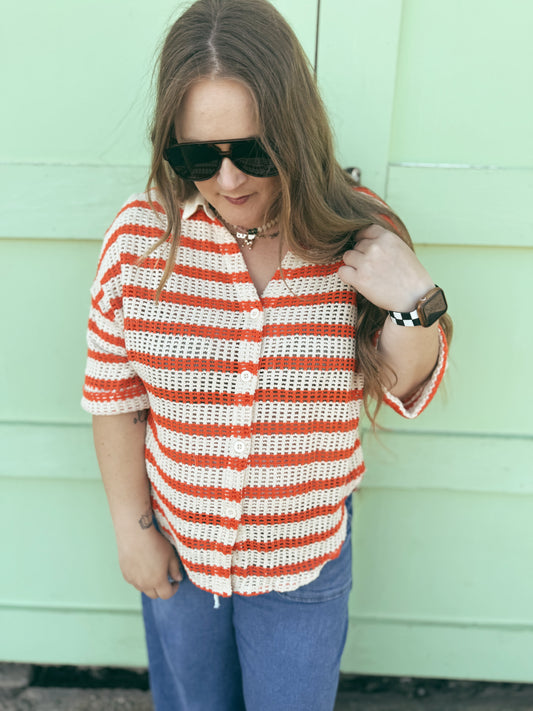 Crotchet Knit Stripe Top