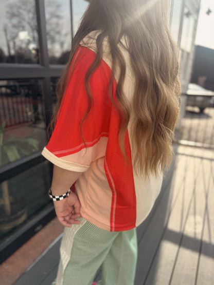 Colorblock Collared Top