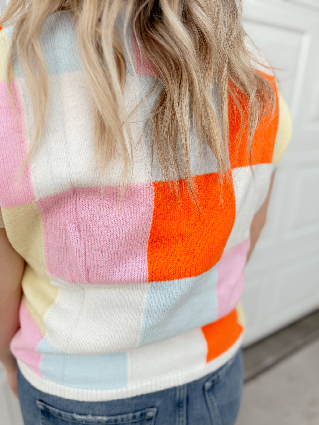 Multi Checker Sweater Top