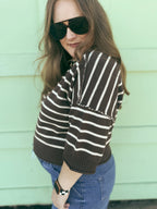 Brown Stripe Sweater Top
