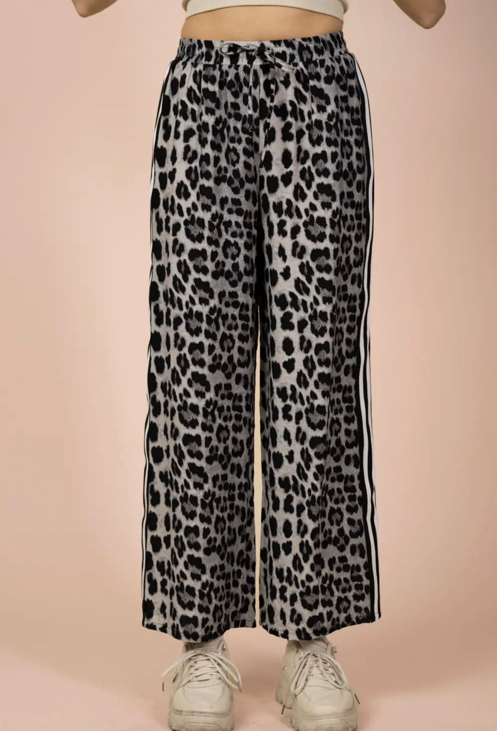 Wide Leg Leopard Stripe Pants