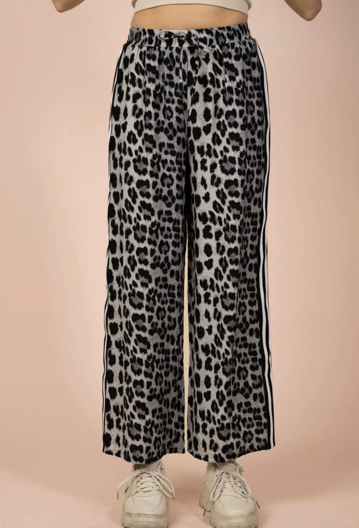 Wide Leg Leopard Stripe Pants