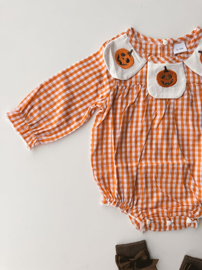 Plaid Pumpkin Romper
