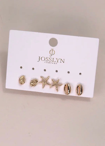 Trio Stud Seashell Earrings