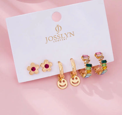 Rainbow Crystal, Smiley, Floral Trio Set