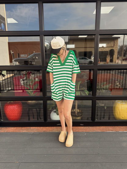 Stripe French Terry Romper