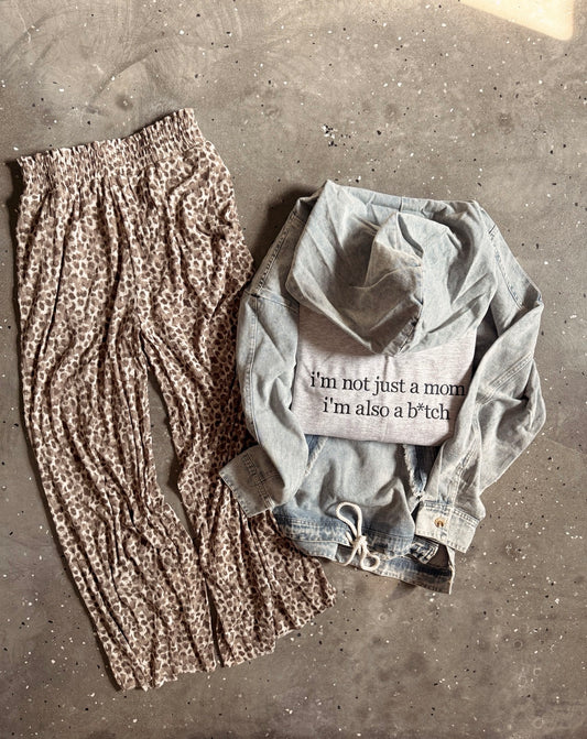 Wide Leg Leopard Pleated Pants (mocha)