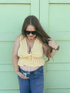Yellow Stripe Peplum Top