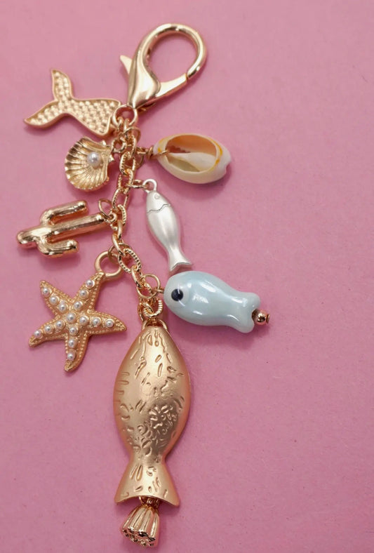 Sea Life Porcelain Fish Keychain / Bag Charm