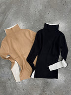 Two Tone Mock Sweater ☆ Black