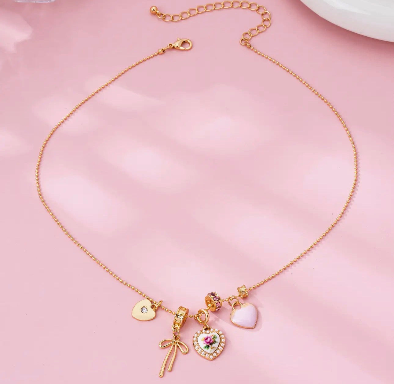 Porcelain Bow Charm Necklace