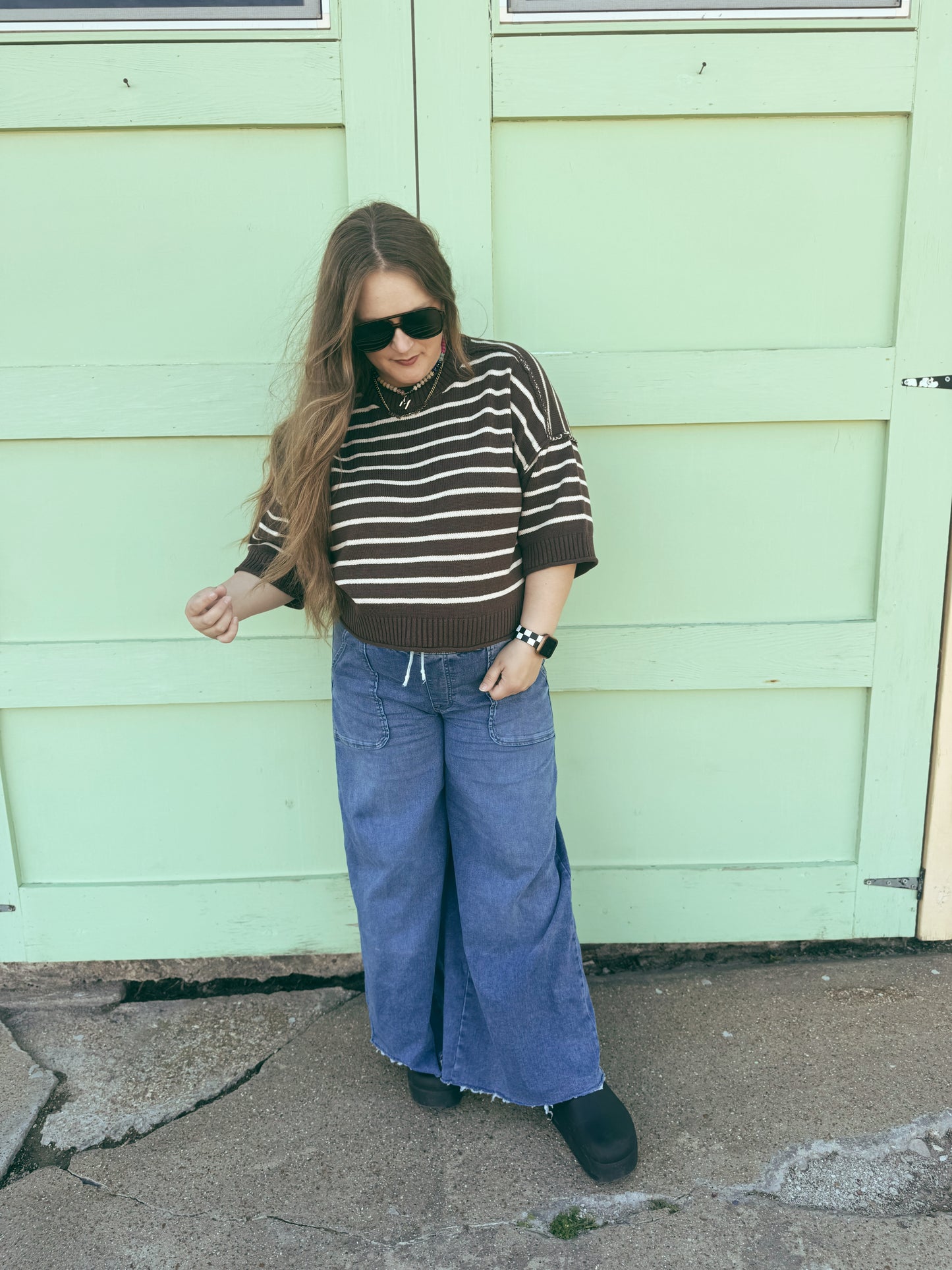Brown Stripe Sweater Top