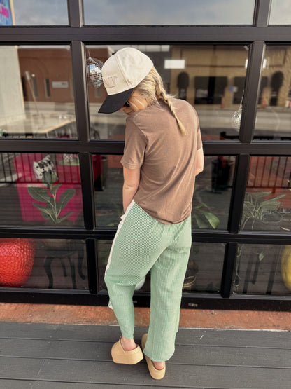 Lace Contrast Stripe Pants