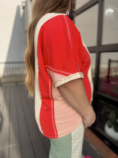Colorblock Collared Top