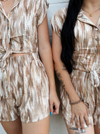 Abstract Peek A Boo Tie Romper