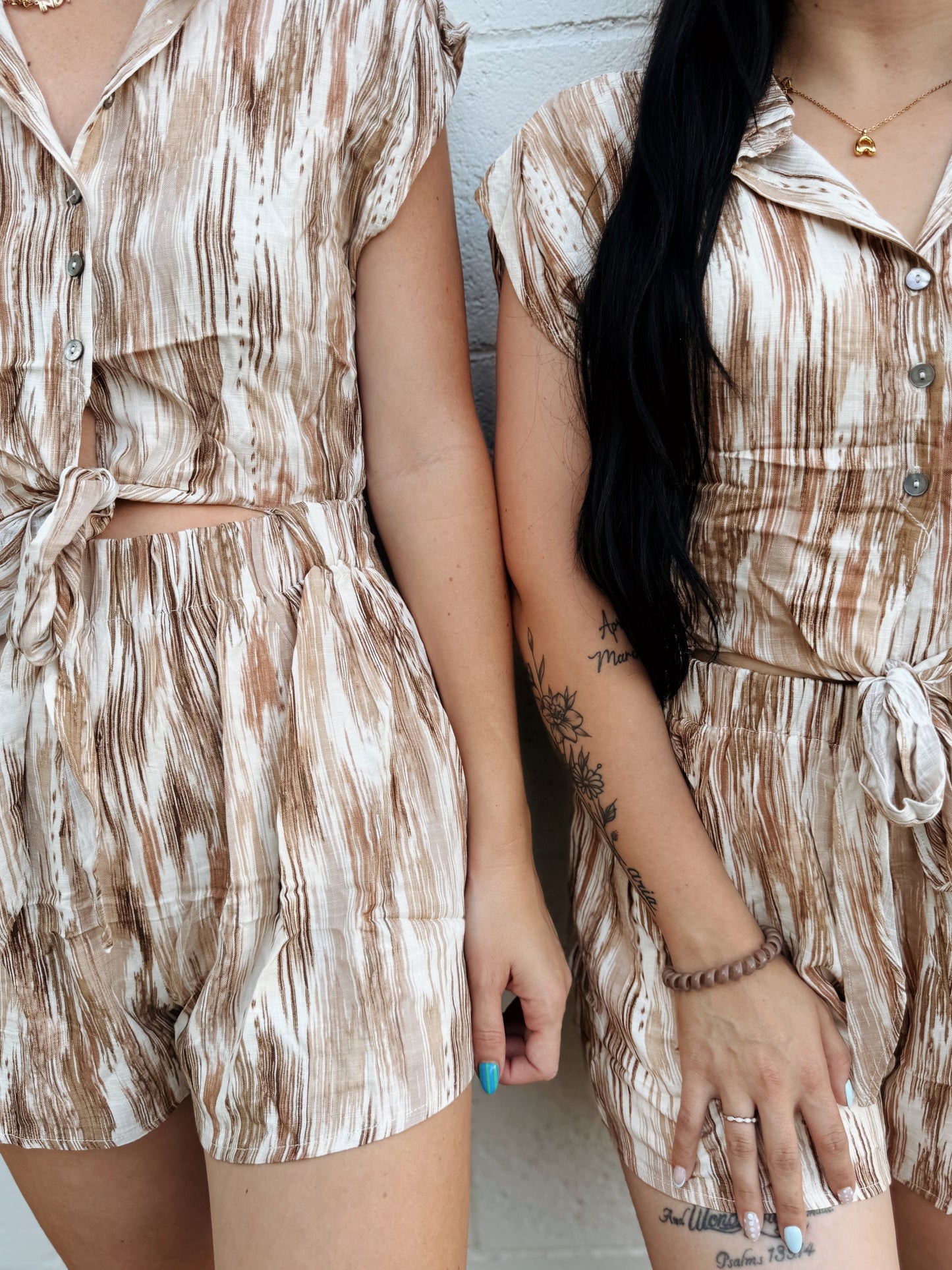 Abstract Peek A Boo Tie Romper