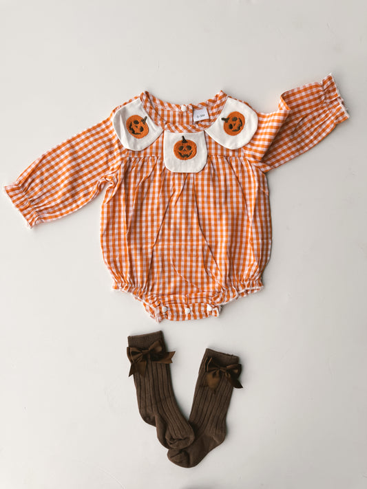 Plaid Pumpkin Romper