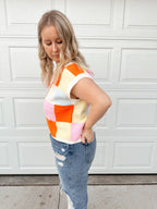 Multi Checker Sweater Top