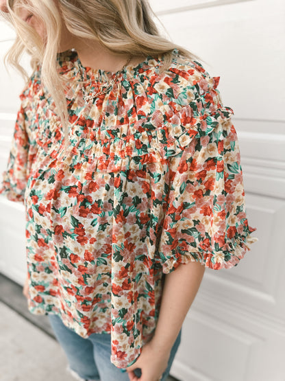 Ruffle Floral Blouse
