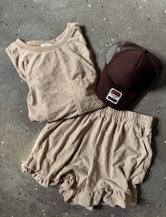 Textured Floral Ruffle Set