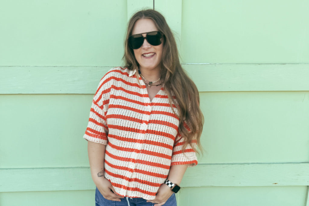 Crotchet Knit Stripe Top