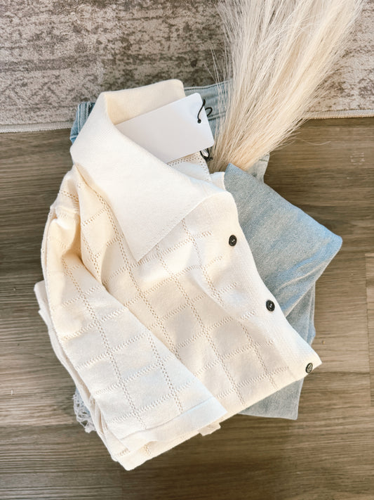 Checkered Hollow Out Polo Top