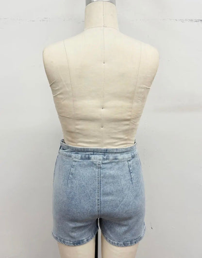 Acid Wash Denim Skort