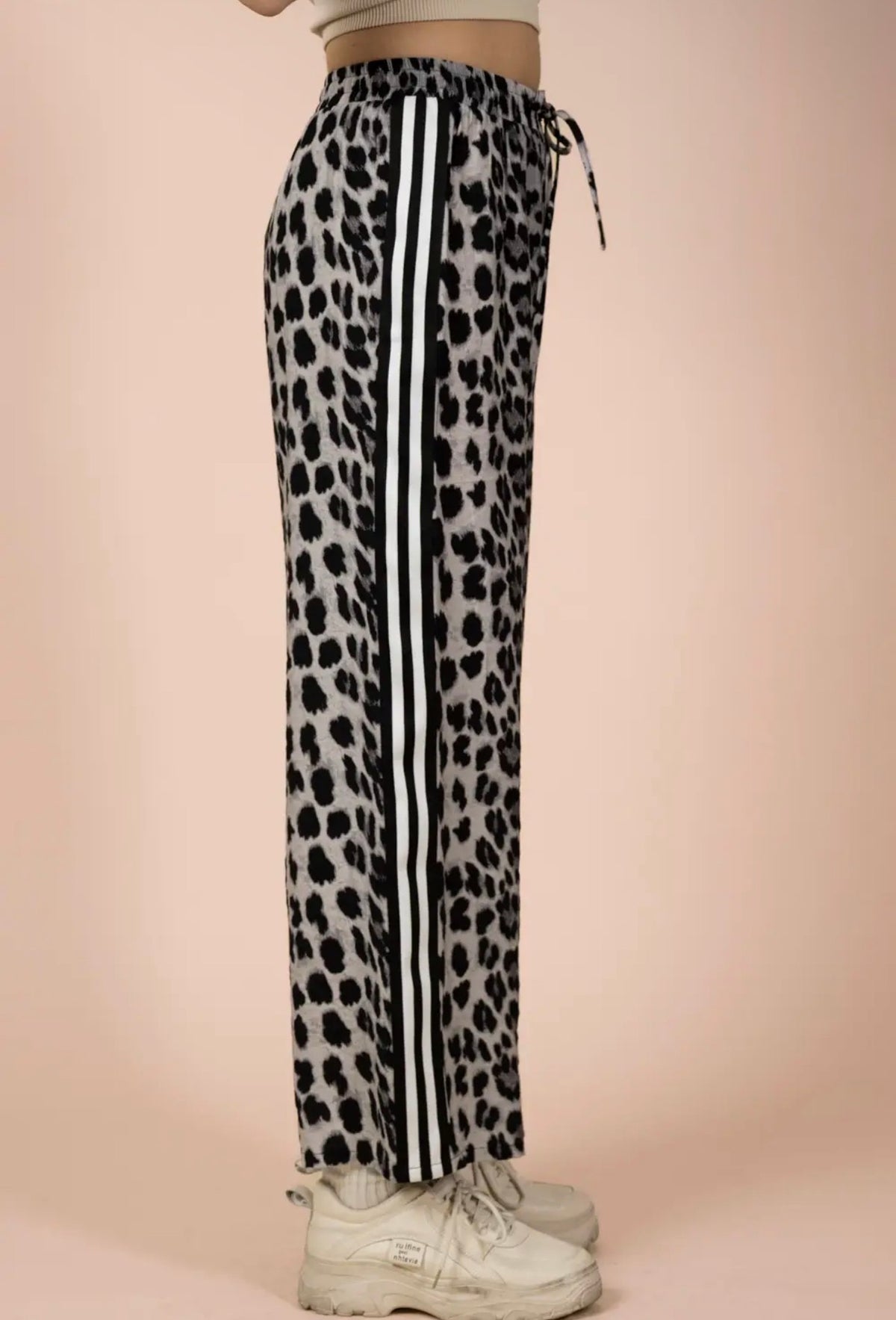Wide Leg Leopard Stripe Pants
