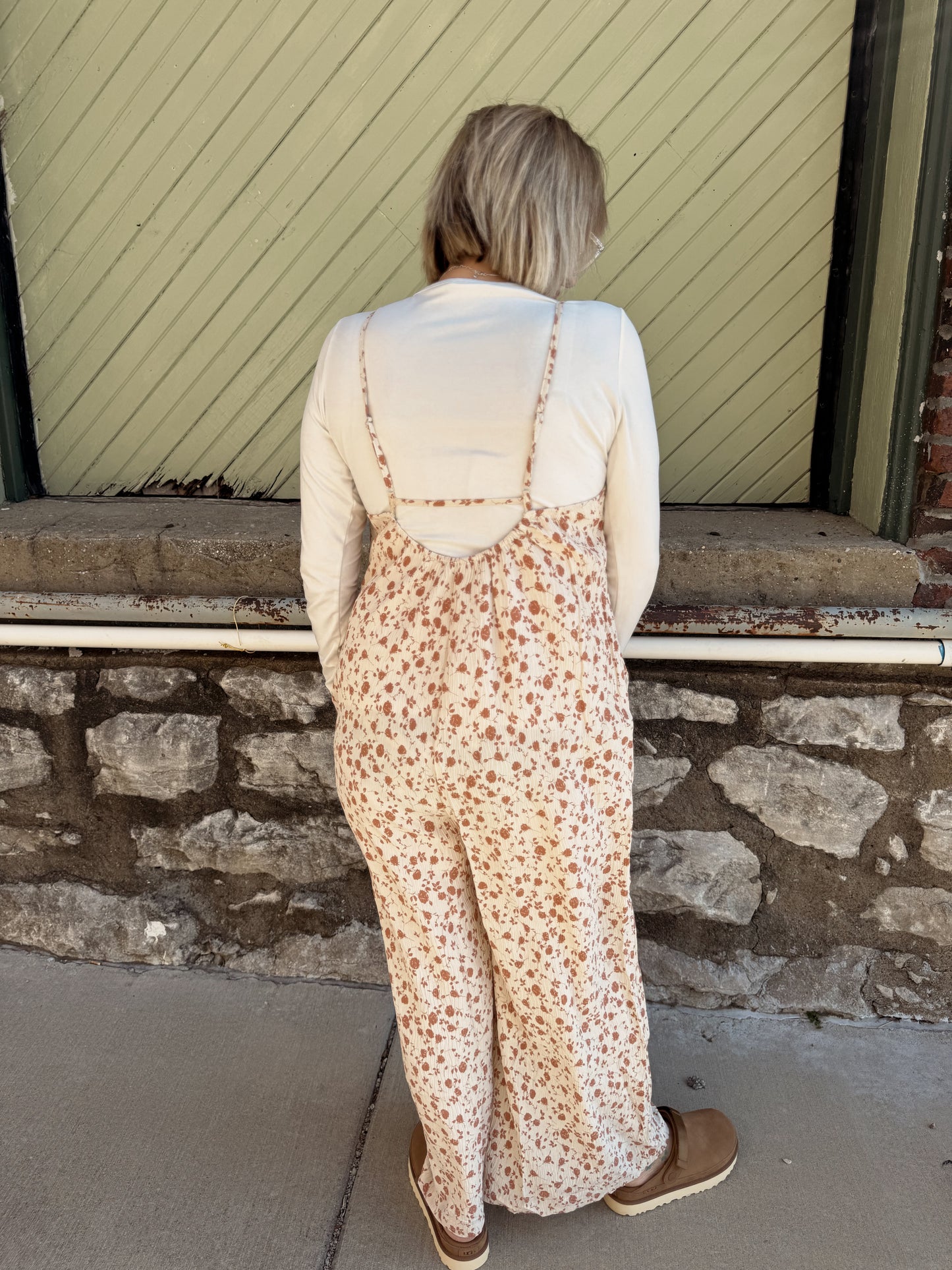 Pleated Floral Jumpsuit
