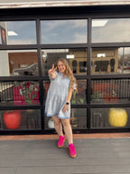 Checkered Half Button Down Dress